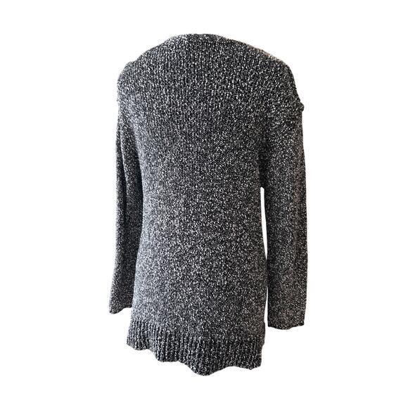 J.Jill Black/White Single Button Cardigan Size MP Petite Minimalist Cottage Easy - Picture 5 of 10